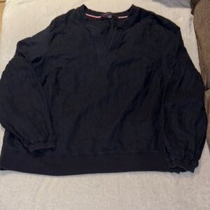 Gently Loved 100% Linen Tommy Hilfiger Navy Long Sleeve Blouson Beautiful